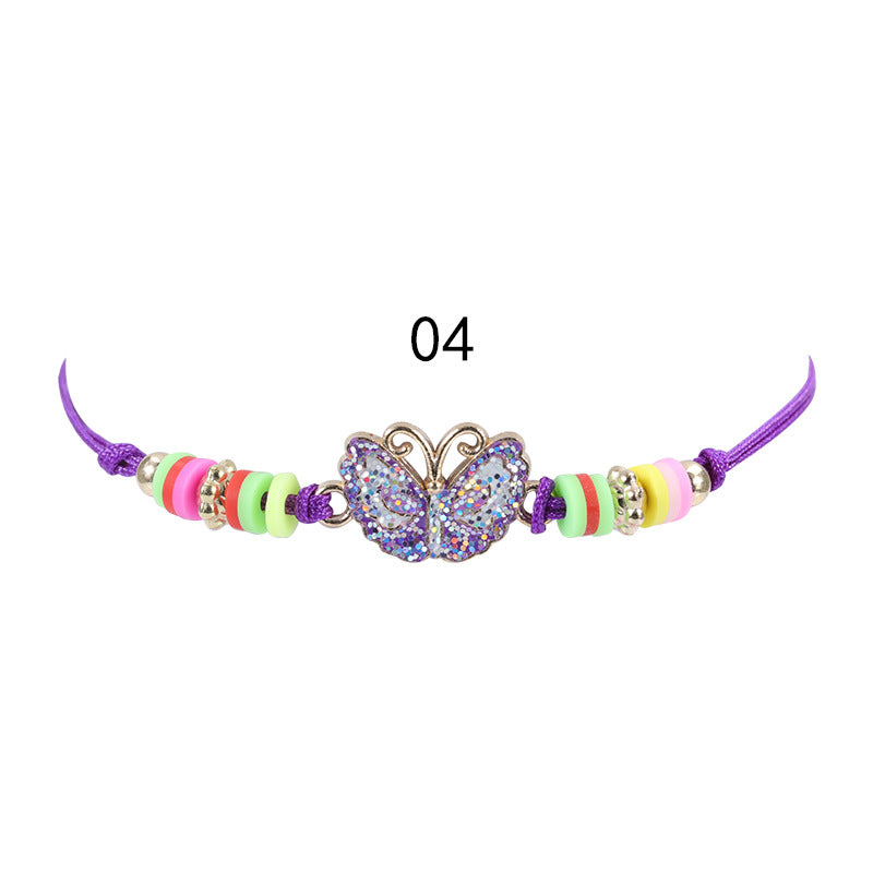 Wholesale Alloy Butterfly Rainbow Flower Shape Polymer Clay Children's Bracelet Necklace